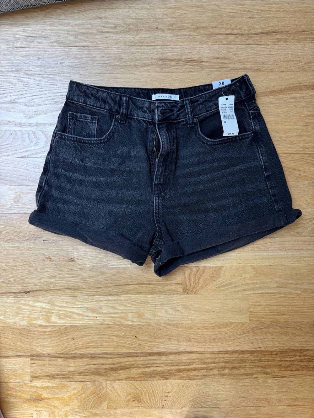 PacSun Faded Black Mom Short Rolled Hem Denim Shorts